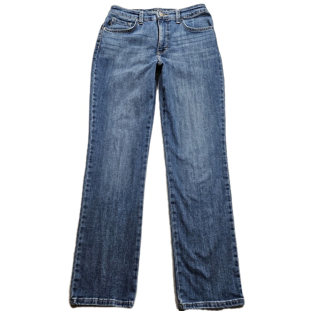 Lee Relaxed Fit Straight Jeans Womens 6 Blue Medium Wash Stretch High Rise 29x30